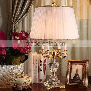 Graceful Clear Crystal Body Four Candles Table Lamp With Lampshade thumbnail-1