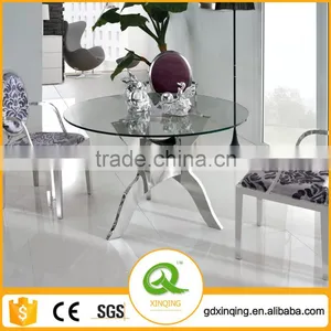 HOT SALE Round Glass Dining Table With Stainless Steel Frame TH314 thumbnail-1
