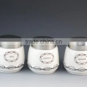 White Ceramics/porcelain Type Canister Set With Lid AB Grade Eco-friendly thumbnail-1