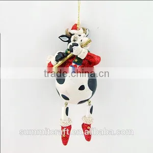 2017 Resin Cow Figurine Antique Christmas Tree Decoration thumbnail-1
