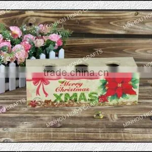 Lovely Rectangular Christmas Decorative Wooden Candle Holder With 3 Votie Cups thumbnail-1