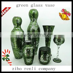 Table Decor Turquoise Glass Craft Set Handmade Different Types Mosaic Vases thumbnail-1
