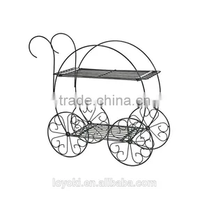 Garden Decoration Vintage 2 Tiered Garden Cart Metal Plant Stand thumbnail-3