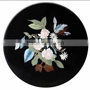 Marble Stone Inlaid Round Shape Coffee Table Top, Plates Tabletop Exporter Marble Inlay Table Top Manufacturers Inlay Table thumbnail-1