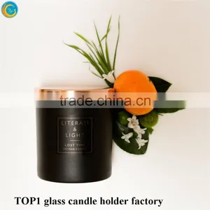 Matte Black White Glass Candle Holder With Wooden Lid thumbnail-3