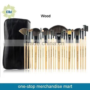 Wooden Handle Nylon Hair 24pcs Make up Brush Set With OEM Design thumbnail-1