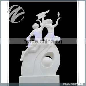 Hand Carved Modern White Marble Garden Male Sculpture thumbnail-6