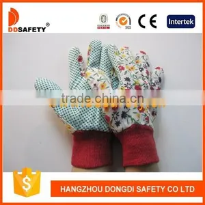 DDSAFETY Green Dots On Palm Flower Design Women's Garden Gloves thumbnail-1