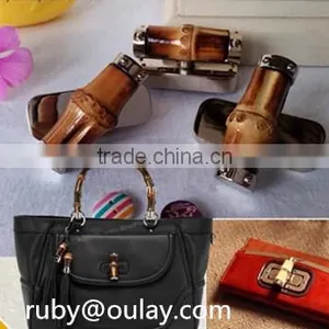 Natural Bamboo Handle With Buttons and Metal Hooks/rings for DIY Bags thumbnail-1