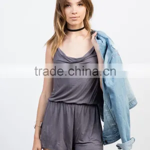 Bulk Plain Romper Evening Lace Jumpsuits 95% Rayon 5% Spandex Crochet Cami Romper Adult Women Lace Romper thumbnail-2