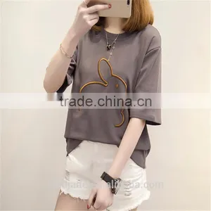 Women's Short Sleeve Letter Print T Shirts Custom Printing T Shirts thumbnail-3