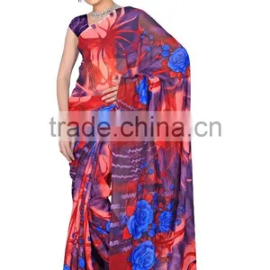 Indian Women Choice Printed Saree With Blouse Material thumbnail-3