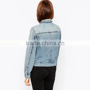 Ripped Light Blue Cool Women Parka Jacket Custom Designs thumbnail-2