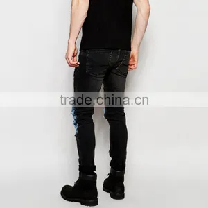 Fashion Rock Hip Hop Two One Men Ripped Jeans Slim Fit thumbnail-2