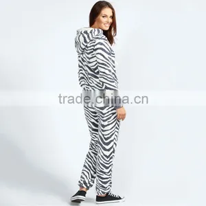 Wholesale Factory Price Zebra Stripes Couple Casual Adult Polyester Onesie thumbnail-2
