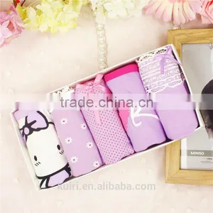 Hot Sell 5 Gift Boxed Cotton Low Waist Girls Briefs Lady Cute Cotton Lace Underwear Panties thumbnail-1