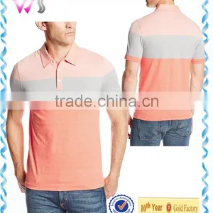 Latest Designs White Orange Black Striped Collar Tee Polo T-shirt for Men thumbnail-1