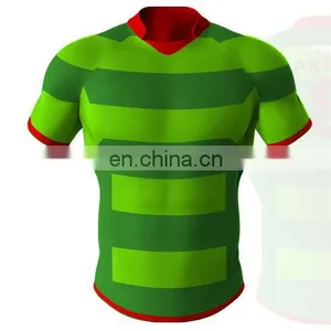 100% Polyester Custom Sublimation Striped Rugby Jersey Show Your Body thumbnail-3