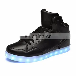 Wholesale New Design Casual Shoes Men Pu Leather Light Shoes Street Dance Luminous High Top LED Shoes Sneakers for Men Women thumbnail-6
