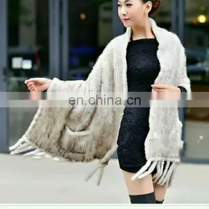 Knitted Mink Tails Shawl Mink Stole North American Canada Style thumbnail-2