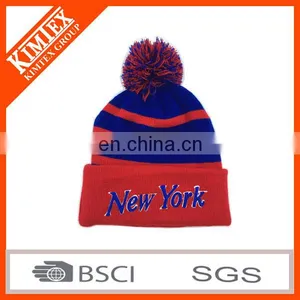 Wholesale Custom Acrylic 3d Embroidery Knitted Pom Hat thumbnail-2