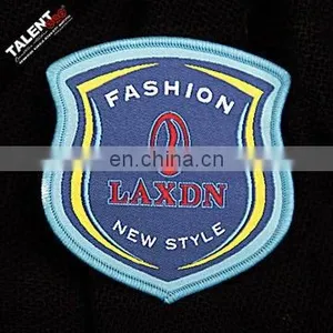 Custom Laser Cut Overlocking Bordure Shaped Woven Badge for Uniform Garment thumbnail-3
