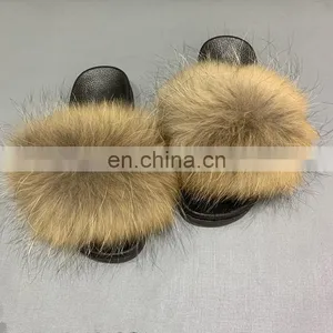 Amazon Hot Sale Factory Price Fashion Women Indoor Soft With The Faux Fur Sandals Furry Slipper for Ladies thumbnail-5