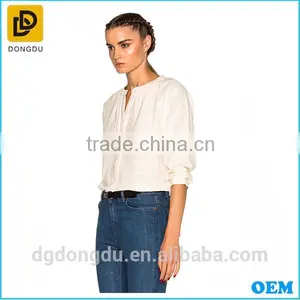 European Style Women Casual White Blouse Low Price Cotton Blouse for Ladies thumbnail-3