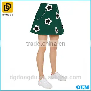2016 Custom Good Quality Lady Flowers Printing Satin Twill Cotton Skirt thumbnail-2