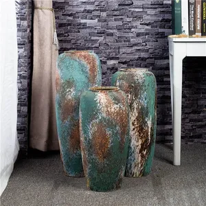 Retro American Countryside 0.5 0.6 0.7 Meter Large Green Ceramic Vase For Home Study Decor thumbnail-1