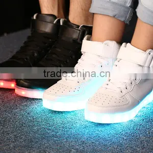 2016 New Wave Pure Black/white Sport Casual Shoes With 7 Colors LED Luminous Lights and USB Charger Cable thumbnail-1