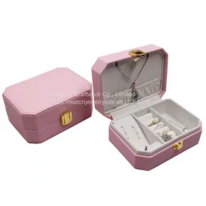Creative PU Jewelry Box Pearl Treasure Box Portable Travel Earrings Bag Double-layer Storage Box thumbnail-1