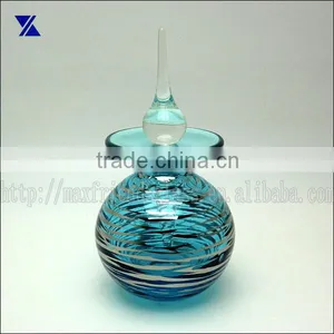 160ml Hand Made Blue With Mercury Silver Swirl Glass Empty Perfume Bottle thumbnail-1