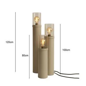 Minimalist Tube Floor Lamp With Amber Glass Cylinder – E27 thumbnail-5