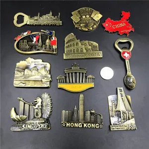Wholesale Price Personalized Tourist Souvenirs Singapore Australia Germany Fr Ance USA Italy Switzerland Custom 3D Metal Fridge Magnet Factory thumbnail-1