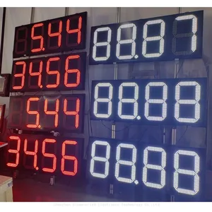 Gas Station Led Sign Board 18 Inch White/Green/Red Color Led Digit Number Display 88.88 Led Gas Station Price Board thumbnail-4