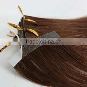 Cuticle Silky Mongolia Malaysia Peruvian Russian European Indian Brazilian PU Skin Weft Remy Tape Hair thumbnail-3