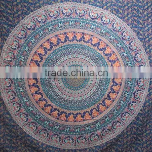 100% Cotton Printed Tapestry Mandala Bedcover Round Boho Tapestries thumbnail-3