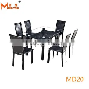 Factory Manufacture Glass Leather Dinner Table thumbnail-1