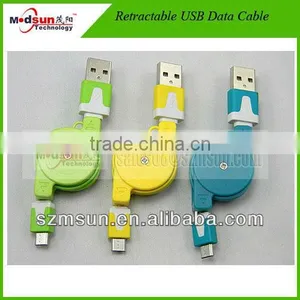 Retractable Dual Color USB Data Noodle Cable For Micro 5 Pin thumbnail-1