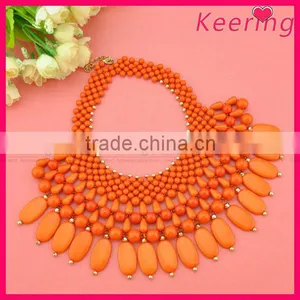 Wholesale Latest Model Orange Beaded Necklace Designs WNK-281 thumbnail-1