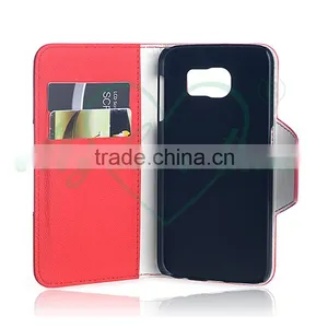 Red and White Patchwork Leather Wallet Case for Samsung Galaxy S7 thumbnail-2