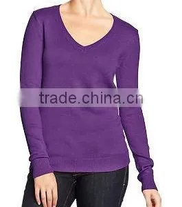Factory Price Wholesale Women's V Neck Sweater New Design Blank Sweaters thumbnail-3