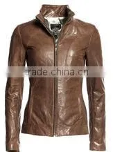 High Quality Soft Thin Fashion Woman Leather Jacket thumbnail-1