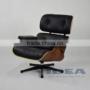 Replica Charles Lounge Chair Palisander Shell Black Leather thumbnail-1