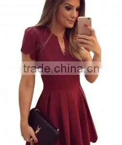 China Manufature White Sweet Scallop Pleated Skater Dress For Womens thumbnail-5