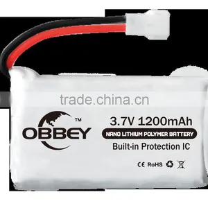 1S 3.7v 1200mAh Small rc Lithium Polymer Battery thumbnail-2