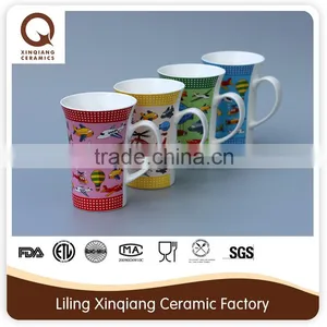 New Item 12oz Ceramic Horn Mug With Plane Decal thumbnail-1