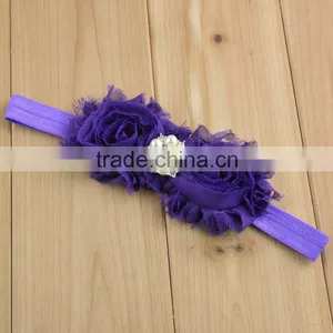Fancy Nylon Velvet Ribbon Chiffon Fabric Flower Hair Band in Stock / New Arrival Pearl Flowers Hair Headband thumbnail-6