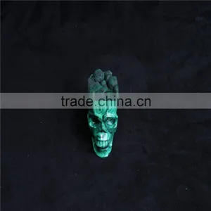 Wholesale Natural Malachite Crystal Stone Skull Handmade Carving thumbnail-2